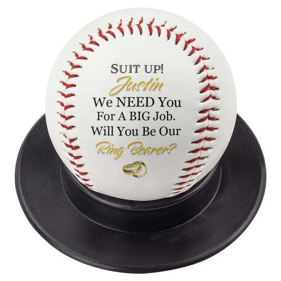 Custom Ring Bearer-Big Job-Full-Size Baseball-Wedding Party-Gold Rings