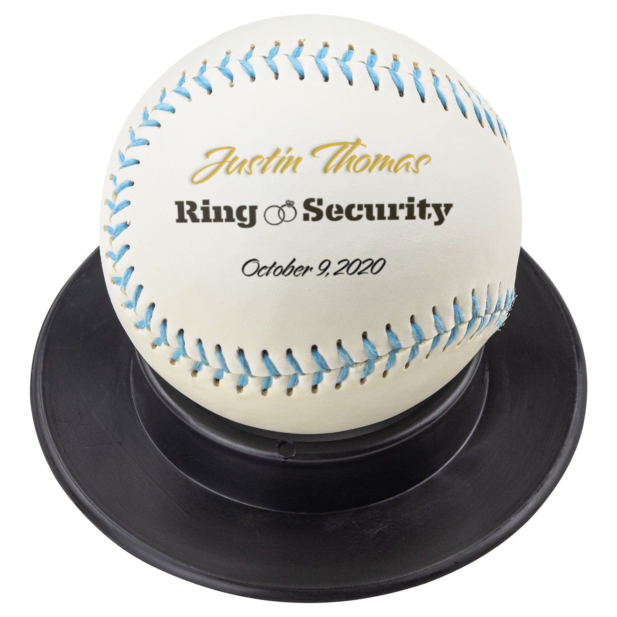 Custom Ring Security Full-Size Baseball-Wedding Party Ring Bearer-Black Rings
