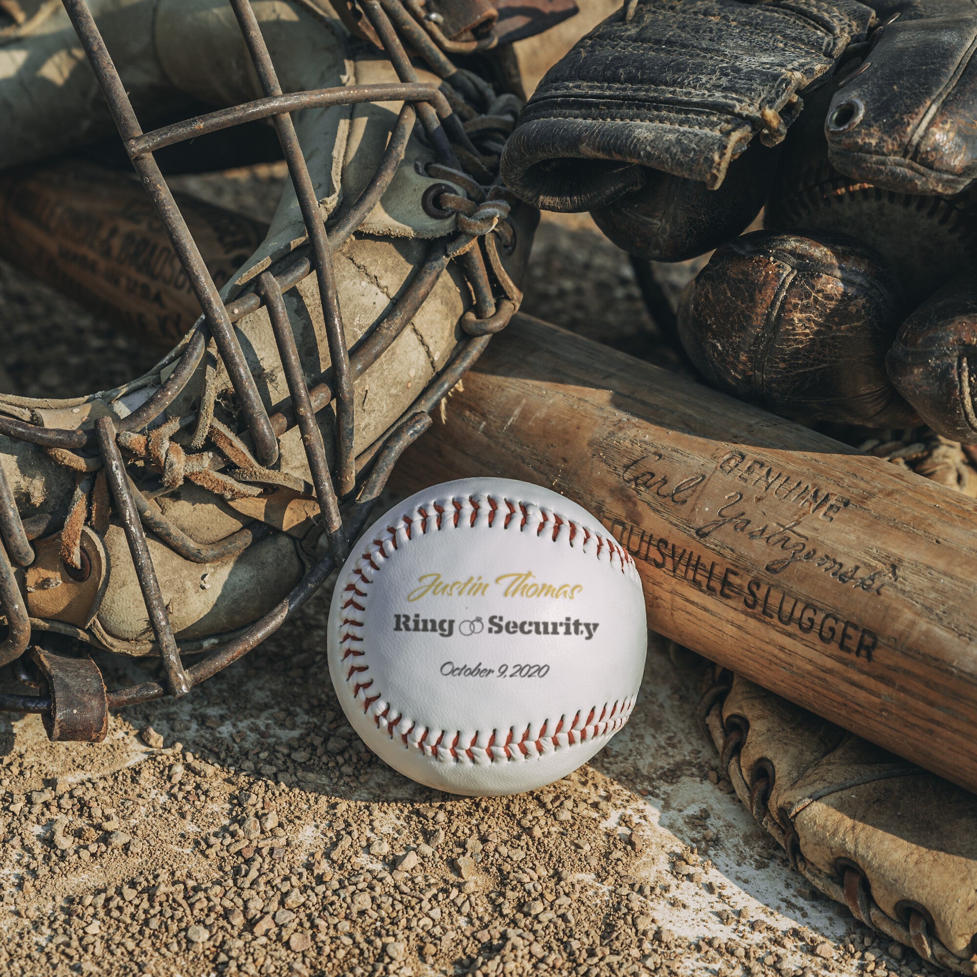 Custom Ring Security Full-Size Baseball-Wedding Party Ring Bearer-Black Rings