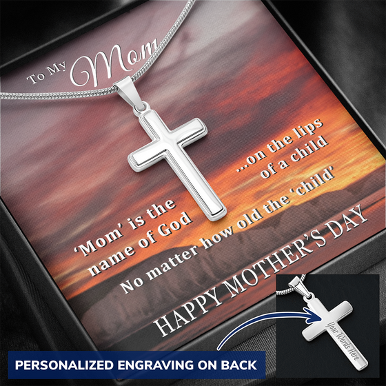 Mother's Day Gift-Lips of a Child-Sunset-Christian Cross Necklace