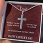 Father's Day Gift From Daughter/Son-Personalized Engraving-Lips of a Child-Red Marble Look-Christian Cross Necklace