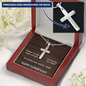 Father's Day Gift From Daughter/Son-Personalized Engraving-Lips of a Child-Wood Look-Christian Cross Necklace