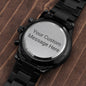 Customized Black Chronograph Watch - Engrave Your Own Words