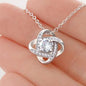 Mother's Day Gift-Lips of a Child Halo Cross-Love Knot Necklace & Earring Set